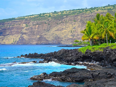 Kona Rocky Coast White Modern Wood Framed Art Print with Double Matting by Nebula, Melissa