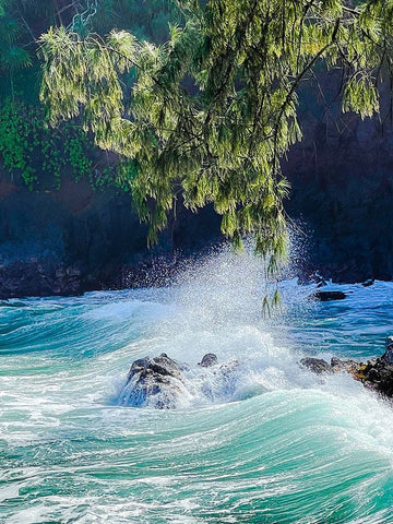 Seaside Surge Black Modern Wood Framed Art Print by Nebula, Melissa