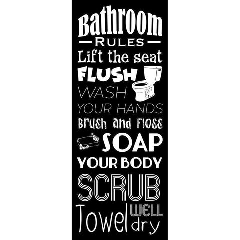 Bath Rules BW Gold Ornate Wood Framed Art Print with Double Matting by Prime, Marcus