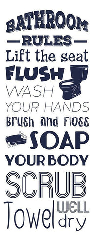 Bath Rules 533 Black Ornate Wood Framed Art Print with Double Matting by Prime, Marcus