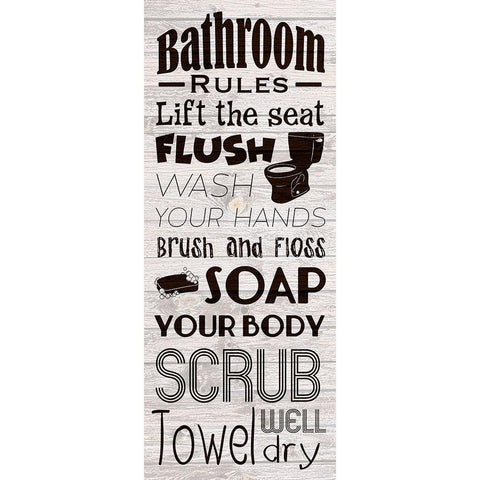 Bath Rules Gold Ornate Wood Framed Art Print with Double Matting by Prime, Marcus