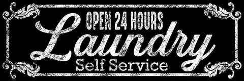 Laundry Self Service Black Ornate Wood Framed Art Print with Double Matting by Prime, Marcus