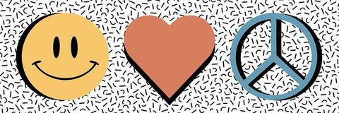 Happy Love Peace White Modern Wood Framed Art Print with Double Matting by Prime, Marcus