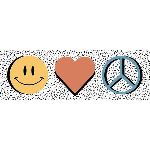 Happy Love Peace Black Modern Wood Framed Art Print with Double Matting by Prime, Marcus