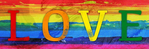 Rainbow Love White Modern Wood Framed Art Print with Double Matting by Prime, Marcus