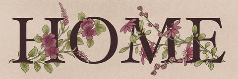 Floral Home 1 White Modern Wood Framed Art Print with Double Matting by Prime, Marcus