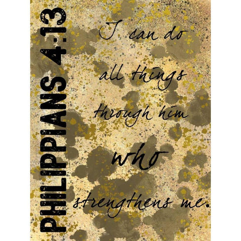 Philippians Strength Black Modern Wood Framed Art Print by Prime, Marcus
