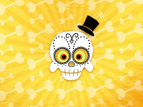 Dia De Los Muertos 4 White Modern Wood Framed Art Print with Double Matting by Prime, Marcus