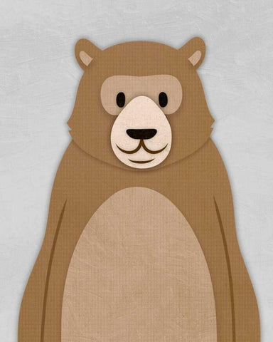 Cheery Bear White Modern Wood Framed Art Print with Double Matting by Prime, Marcus