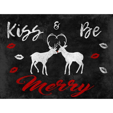 Merry Kissmas Black Modern Wood Framed Art Print with Double Matting by Prime, Marcus