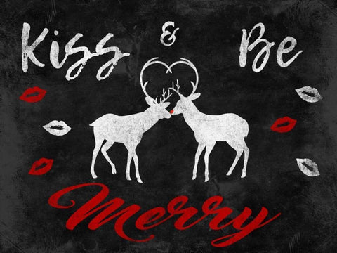 Merry Kissmas White Modern Wood Framed Art Print with Double Matting by Prime, Marcus