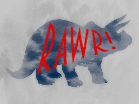 Dino Rawr White Modern Wood Framed Art Print with Double Matting by Prime, Marcus