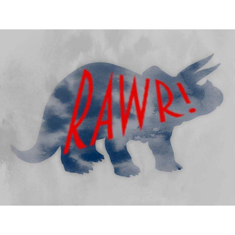 Dino Rawr Black Modern Wood Framed Art Print by Prime, Marcus