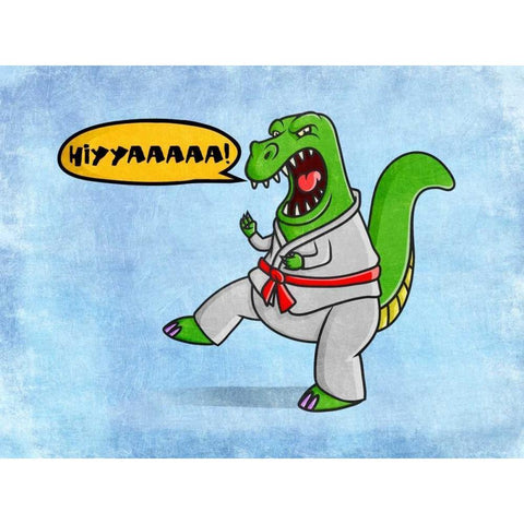 Karate Dino Black Modern Wood Framed Art Print with Double Matting by Prime, Marcus