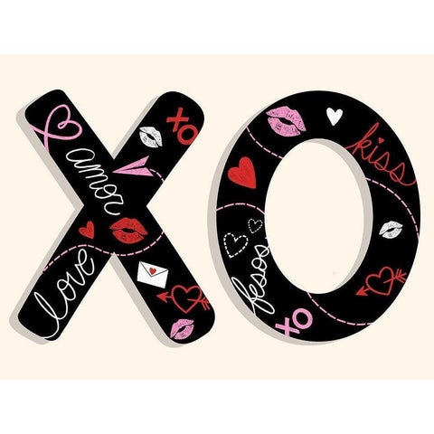 Tons Of XOs Black Modern Wood Framed Art Print with Double Matting by Prime, Marcus