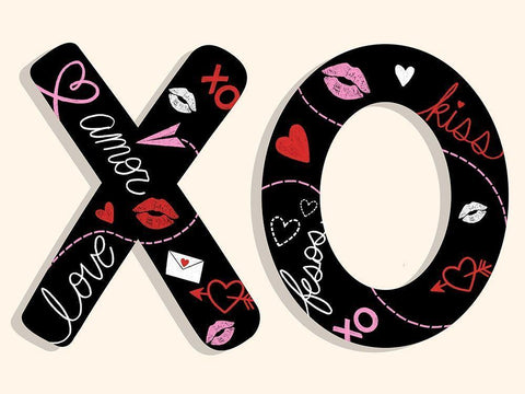 Tons Of XOs Black Ornate Wood Framed Art Print with Double Matting by Prime, Marcus