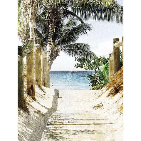 Beach Walk Gold Ornate Wood Framed Art Print with Double Matting by Prime, Marcus