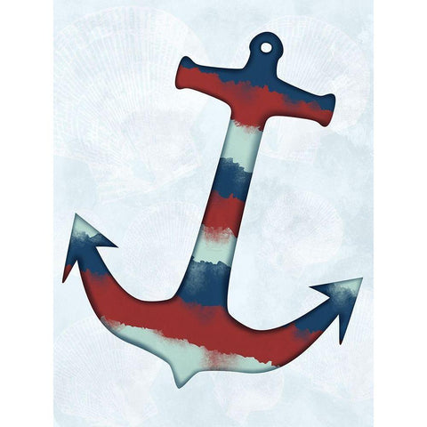 Stripped Anchor White Modern Wood Framed Art Print by Prime, Marcus
