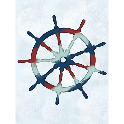 Stripped Ship Wheel Black Modern Wood Framed Art Print by Prime, Marcus