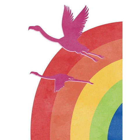 Flamingo Flight White Modern Wood Framed Art Print by Prime, Marcus