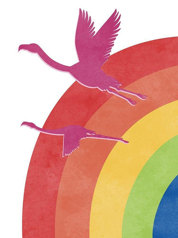 Flamingo Flight Black Ornate Wood Framed Art Print with Double Matting by Prime, Marcus