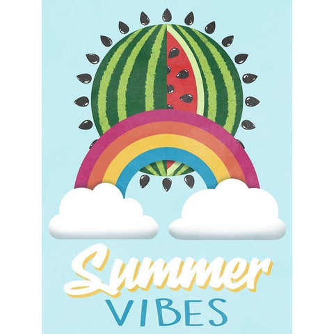 Summer Vibes Black Modern Wood Framed Art Print by Prime, Marcus