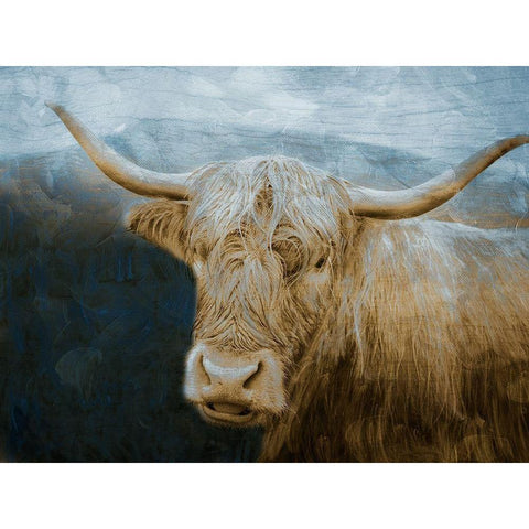 Marvelous Hairy Bull Gold Ornate Wood Framed Art Print with Double Matting by Prime, Marcus