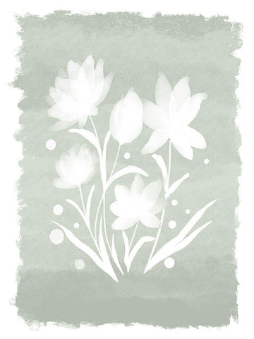 Watercolor Florals 1 White Modern Wood Framed Art Print with Double Matting by Prime, Marcus