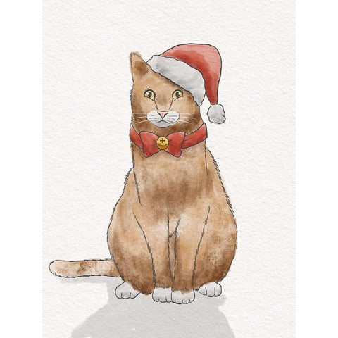 Holiday Kitty Black Modern Wood Framed Art Print with Double Matting by Prime, Marcus
