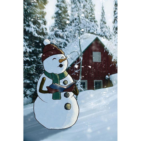 Winter Caroler Gold Ornate Wood Framed Art Print with Double Matting by Prime, Marcus