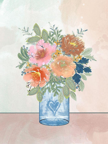 Loving Bouquet 2 Black Ornate Wood Framed Art Print with Double Matting by Prime, Marcus