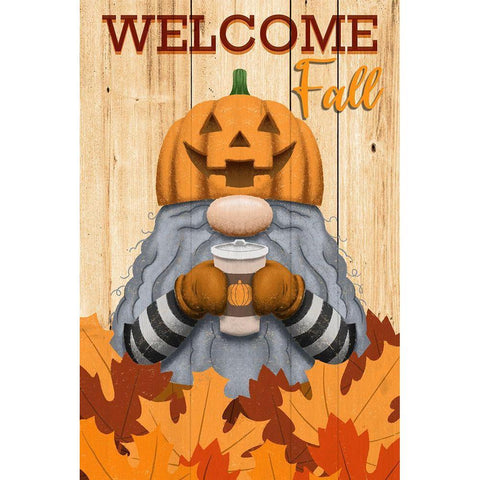 Gnome Welcome Fall Black Modern Wood Framed Art Print with Double Matting by Prime, Marcus