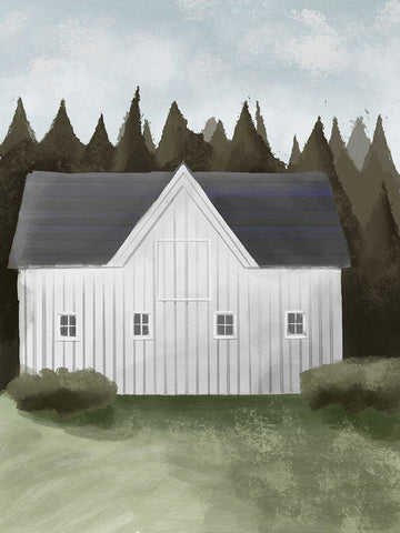 Rural Homestead White Modern Wood Framed Art Print with Double Matting by Prime, Marcus