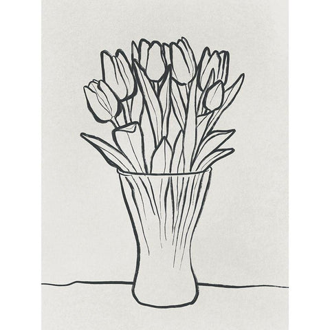 Illustrated Vase White Modern Wood Framed Art Print by Prime, Marcus