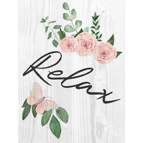 Relax Florals 1 Black Modern Wood Framed Art Print with Double Matting by Prime, Marcus