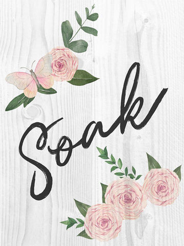 Soak Florals 1 White Modern Wood Framed Art Print with Double Matting by Prime, Marcus