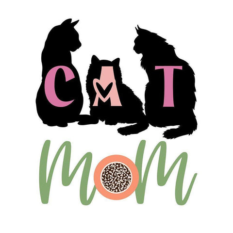 Cat Mom Black Modern Wood Framed Art Print with Double Matting by Prime, Marcus