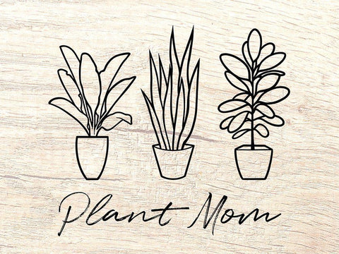 Plant Mom Illustration White Modern Wood Framed Art Print with Double Matting by Prime, Marcus