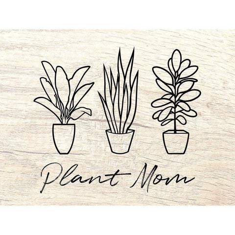 Plant Mom Illustration Black Modern Wood Framed Art Print with Double Matting by Prime, Marcus