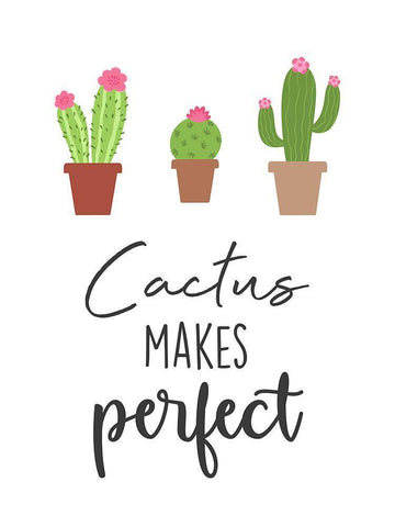 Cactus Makes Perfect Black Ornate Wood Framed Art Print with Double Matting by Prime, Marcus