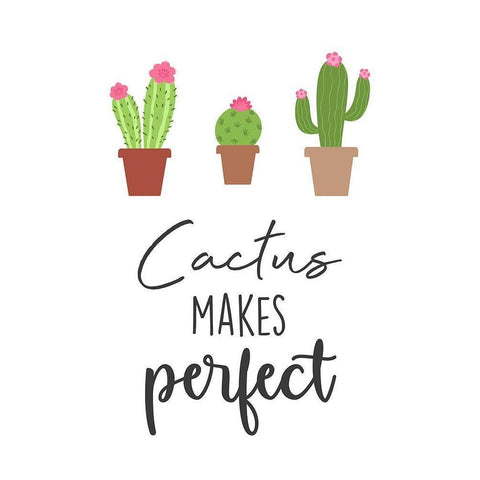 Cactus Makes Perfect White Modern Wood Framed Art Print by Prime, Marcus