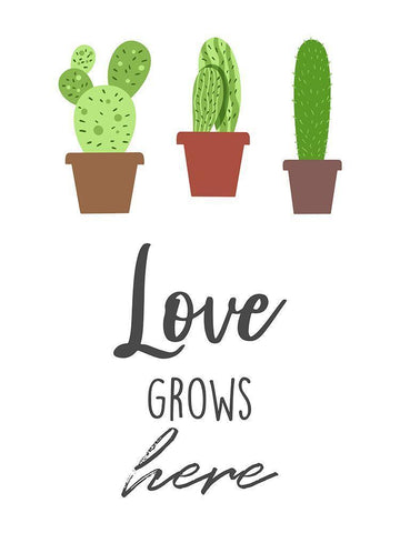 Love Grows Here White Modern Wood Framed Art Print with Double Matting by Prime, Marcus