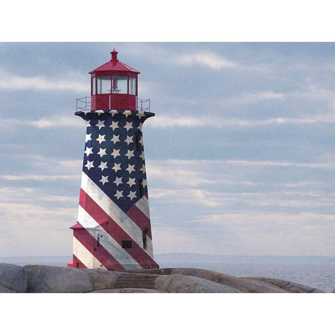 American Lighthouse White Modern Wood Framed Art Print by Prime, Marcus