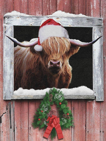 Christmas Farm Life Black Ornate Wood Framed Art Print with Double Matting by Prime, Marcus