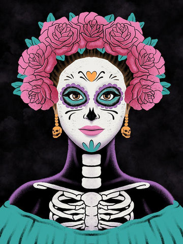 Senorita Muerte Black Ornate Wood Framed Art Print with Double Matting by Prime, Marcus