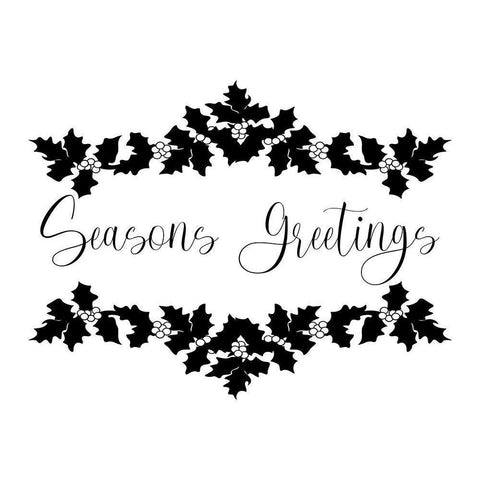 Seasons Greetings Holly Gold Ornate Wood Framed Art Print with Double Matting by Prime, Marcus