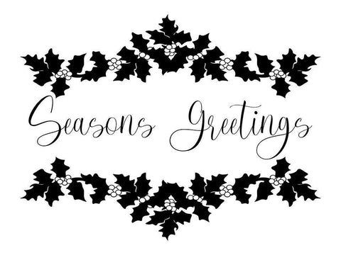 Seasons Greetings Holly Black Ornate Wood Framed Art Print with Double Matting by Prime, Marcus