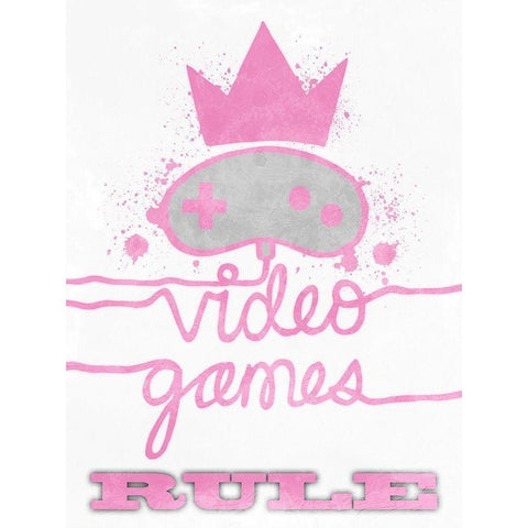 Girl Games Rule Gold Ornate Wood Framed Art Print with Double Matting by Prime, Marcus