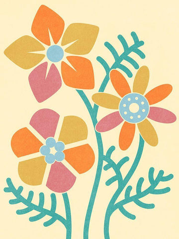 Split Blooms White Modern Wood Framed Art Print with Double Matting by Prime, Marcus