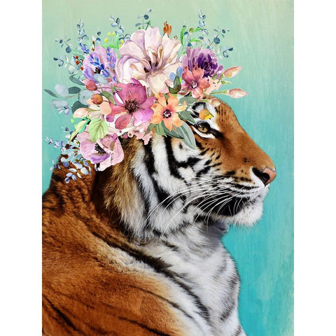 Madam Tigress Gold Ornate Wood Framed Art Print with Double Matting by Prime, Marcus